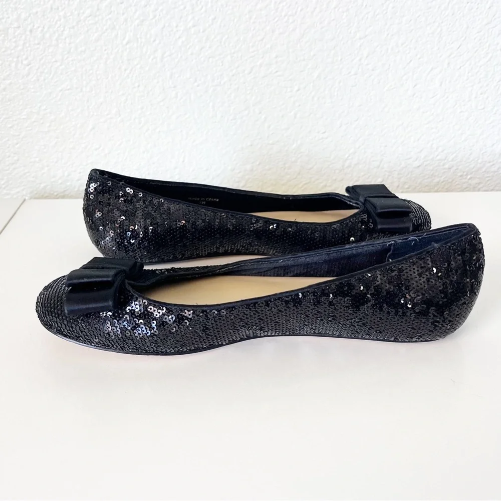 Kate Spade Black Sequin Rounded Toe Ballet Flats Size 7